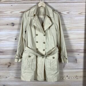 Tchibo TCM Trench Coat Women 10 UK 14/16‎ Beige Lightweight  Lined Boho Germany